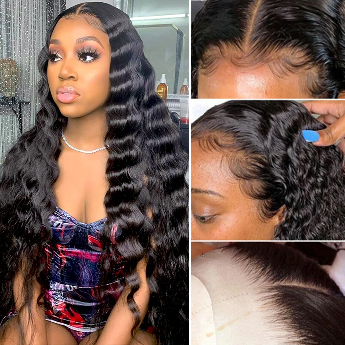 Angiequeen HD Lace 4X4 Loose Deep Wave Virgin Hair Long Transparent Pre-plucked Wig