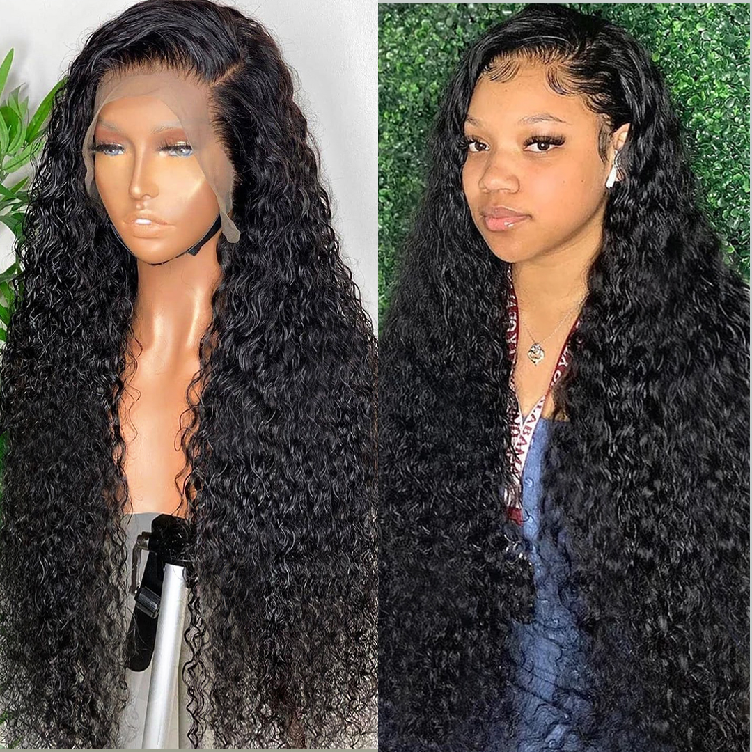 Angiequeen 13x6 Water Wave Pre Plucked Virgin Hair 18-36 inches HD Lace Closure Long Wigs