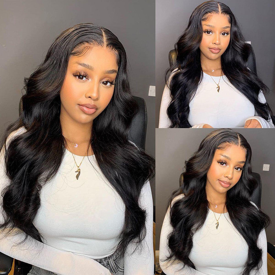Angiequeen 5X5 HD Lace Body Wave Pre Plucked Virgin Hair 18-36 inches Closure Long Wigs
