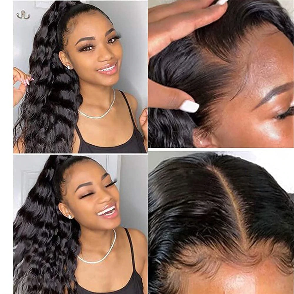 Angiequeen 5X5 HD Lace Loose Deep Pre Plucked 18-36 inches Closure Long Human Wigs