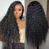 Angiequeen Water Wave Real 4X4 HD /Transparent Lace Closure Glueless Long Virgin Wig