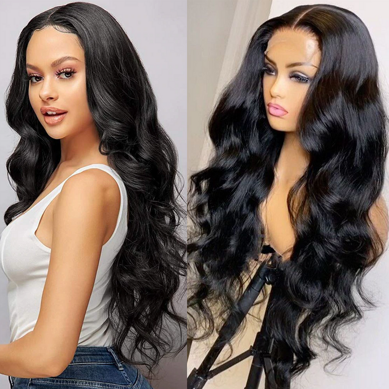 Angiequeen HD 4X4 Body Wave Wig 14-36inches Glueless Transparent Lace Long Wig