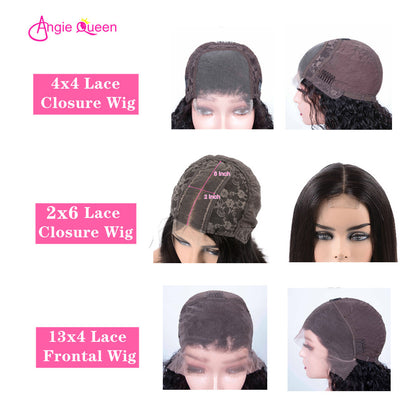 Angie Queen Bob Lace Wigs Brazilian Body Wave Human Hair Wigs Pre-plucked