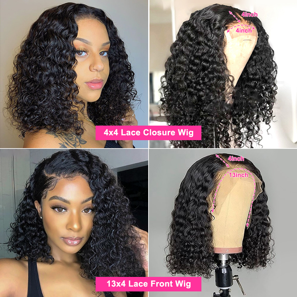 Angie Queen Closure Bob Wigs Human Hair Free Part Lace Wigs Water Wave