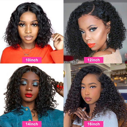 Angie Queen Closure Bob Wigs Human Hair Free Part Lace Wigs Water Wave