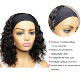 AngieQueen Headband Bob Deep Wave 180% Density Breathable Comfortable Human Hair Beginner Wig