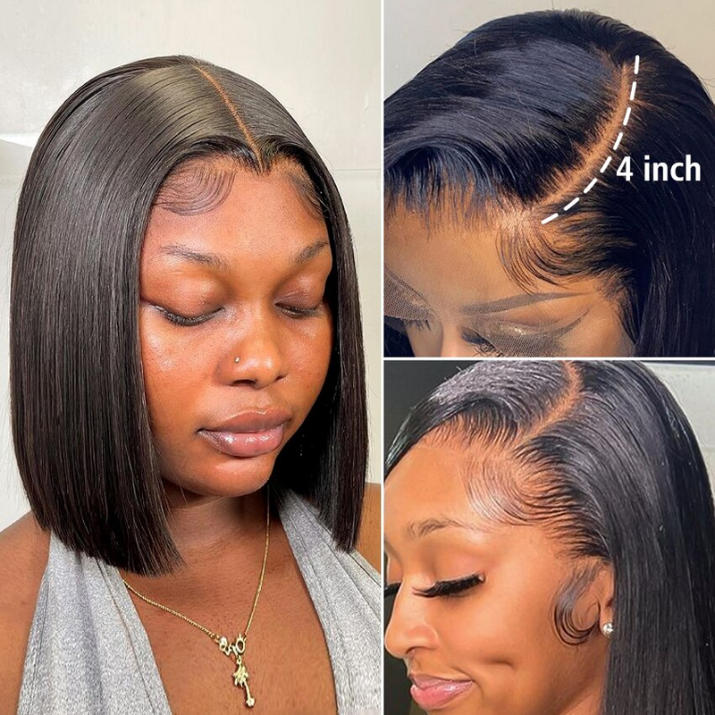 Angie Queen Bob Lace Wigs Peruvian Straight Human Hair Wigs Pre-plucked