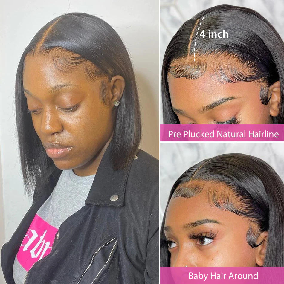 Angie Queen Bob Lace Wigs Brazilian Straight Human Hair Wigs Pre-plucked