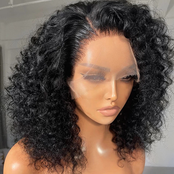 Angie Queen Bob Lace Wigs Peruvian Curly Human Hair Wigs Pre-plucked