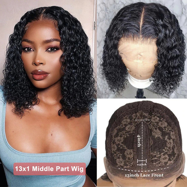 Angie Queen Bob Lace Wigs Brazilian Curly Human Hair Wigs Pre-plucked