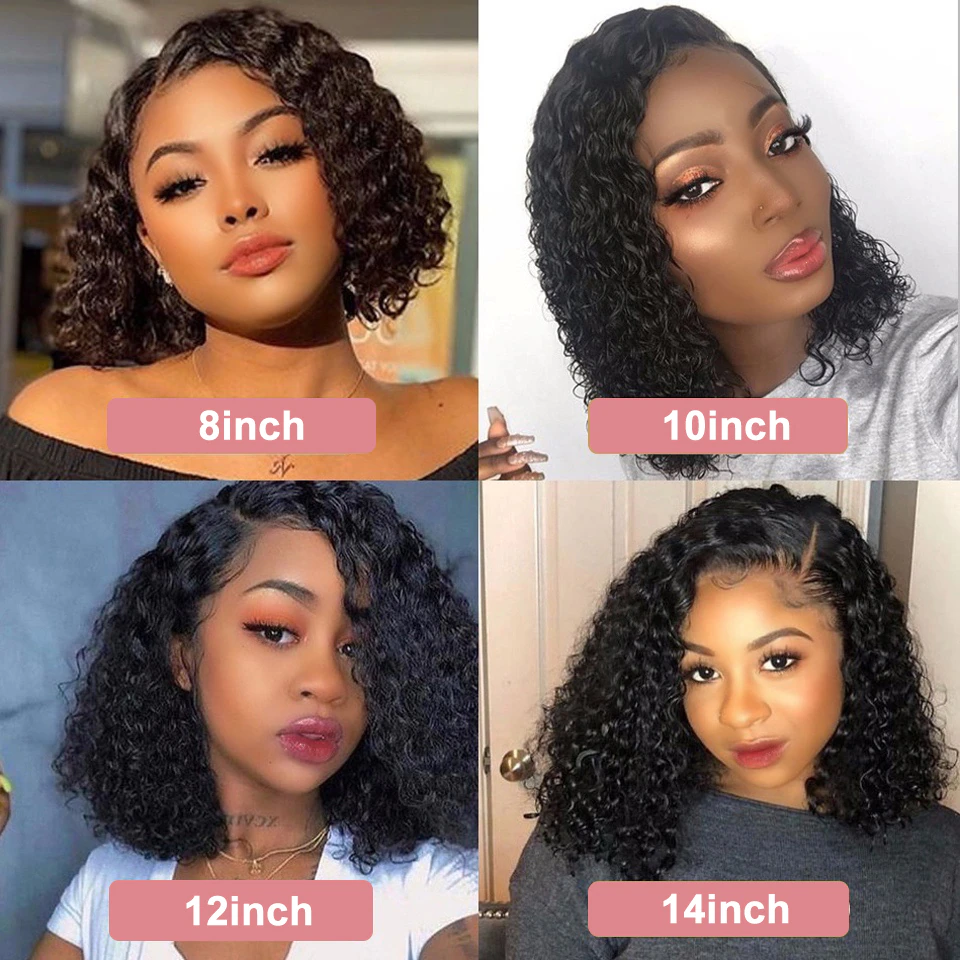 Angie Queen Bob Lace Wigs Malaysian Curly Human Hair Wigs Pre-plucked