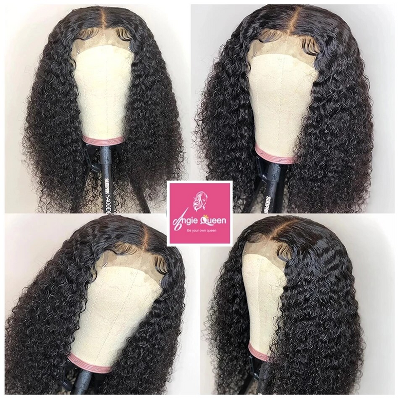 Angie Queen Bob Lace Wigs Indian Curly Human Hair Wigs Pre-plucked