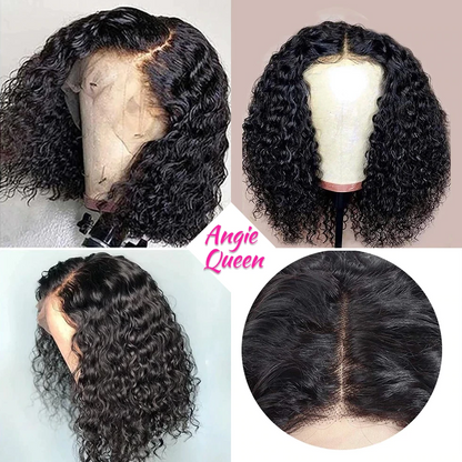 Angie Queen Bob Lace Wigs Brazilian Curly Human Hair Wigs Pre-plucked