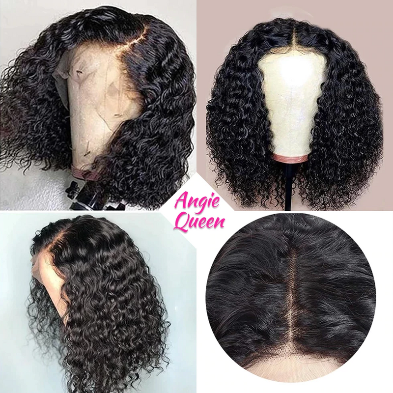 Angie Queen Bob Lace Wigs Brazilian Curly Human Hair Wigs Pre-plucked