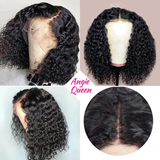 Angie Queen Bob Lace Wigs Indian Deep Wave Human Hair Wigs Pre-plucked