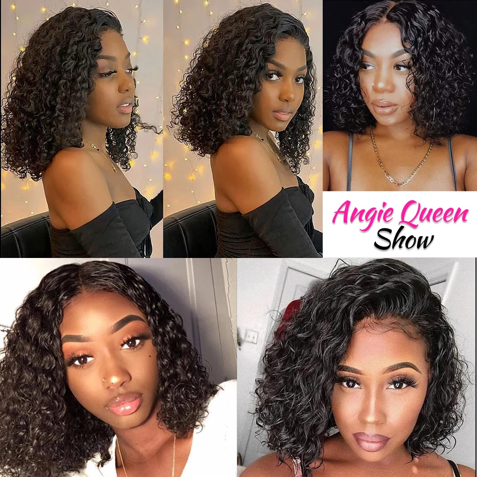 Angie Queen Bob Lace Wigs Indian Curly Human Hair Wigs Pre-plucked