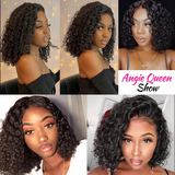 Angie Queen Bob Lace Wigs Peruvian Curly Human Hair Wigs Pre-plucked