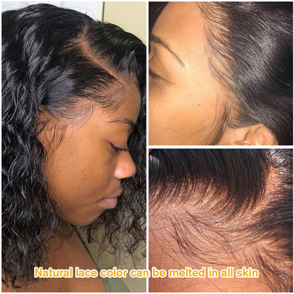 Angie Queen Bob Lace Wigs Peruvian Deep Wave Human Hair Wigs Pre-plucked