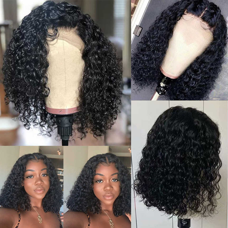 Angie Queen Bob Lace Wigs Indian Deep Wave Human Hair Wigs Pre-plucked