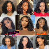 Angie Queen Bob Lace Wigs Peruvian Deep Wave Human Hair Wigs Pre-plucked