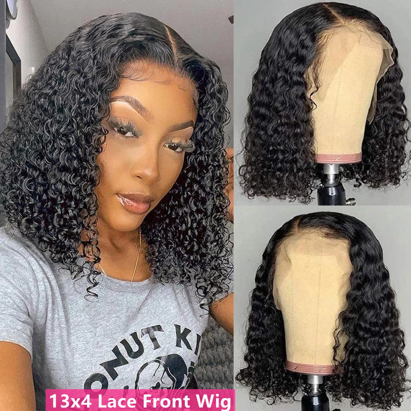Angie Queen Bob Lace Wigs Brazilian Deep Wave Human Hair Wigs Pre-plucked