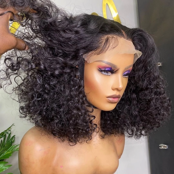 Angie Queen Bob Lace Wigs Malaysian Deep Wave Human Hair Wigs Pre-plucked