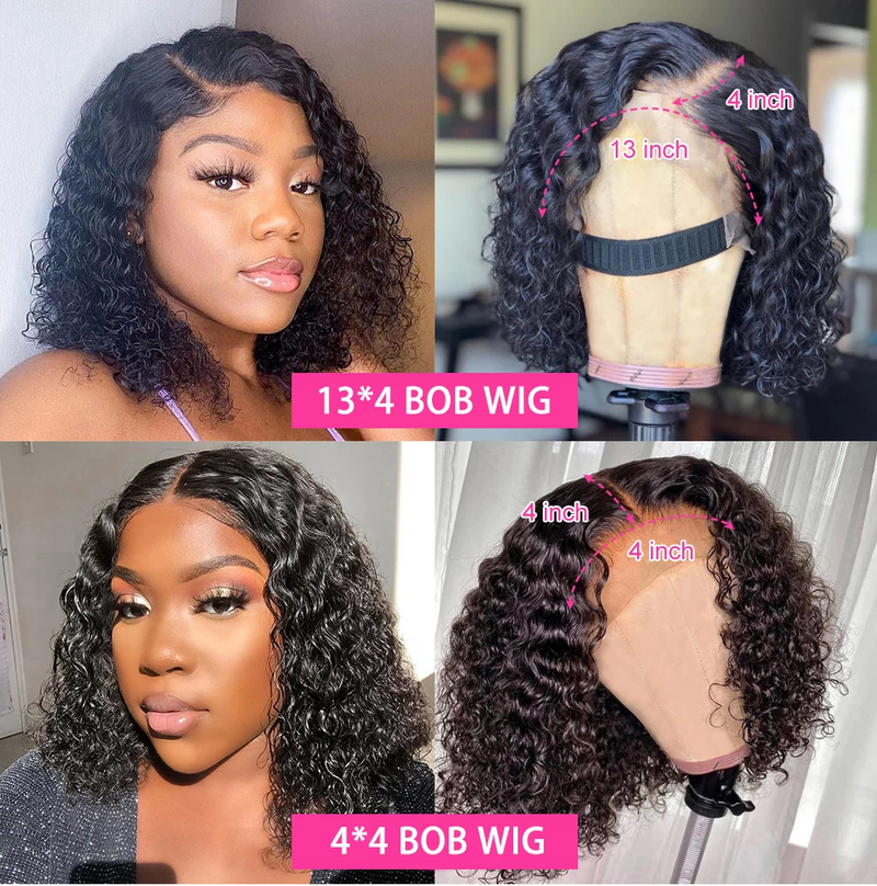 Angie Queen Bob Lace Wigs Malaysian Deep Wave Human Hair Wigs Pre-plucked