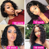 Angie Queen Lace Front Bob Wigs Human Hair Short Frontal Wigs -Water Wave