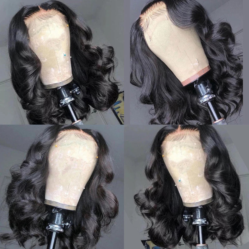 Angie Queen Bob Lace Wigs Brazilian Body Wave Human Hair Wigs Pre-plucked