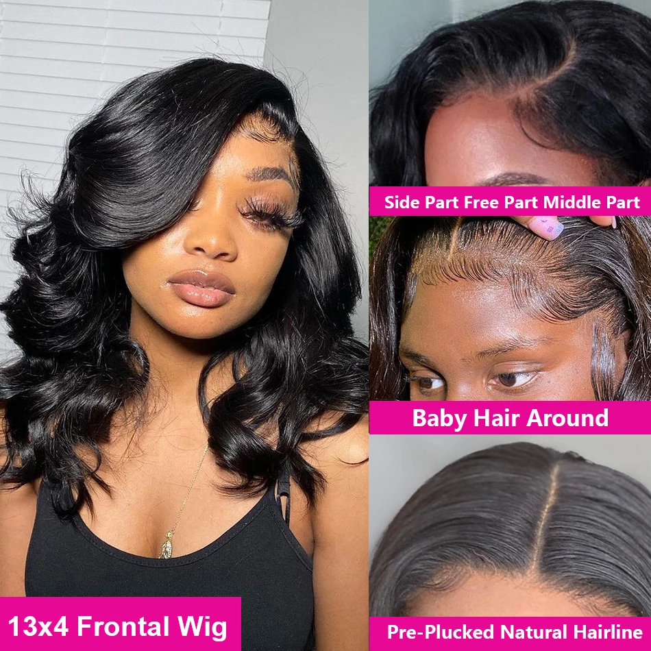 Angie Queen Bob Lace Wigs Brazilian Body Wave Human Hair Wigs Pre-plucked