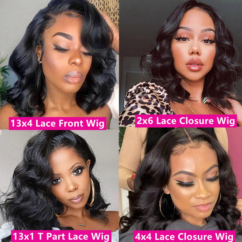 Angie Queen Bob Lace Wigs Brazilian Body Wave Human Hair Wigs Pre-plucked