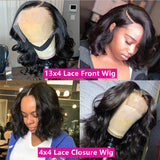 Angie Queen Bob Lace Wigs Malaysian Body Wave Human Hair Wigs Pre-plucked