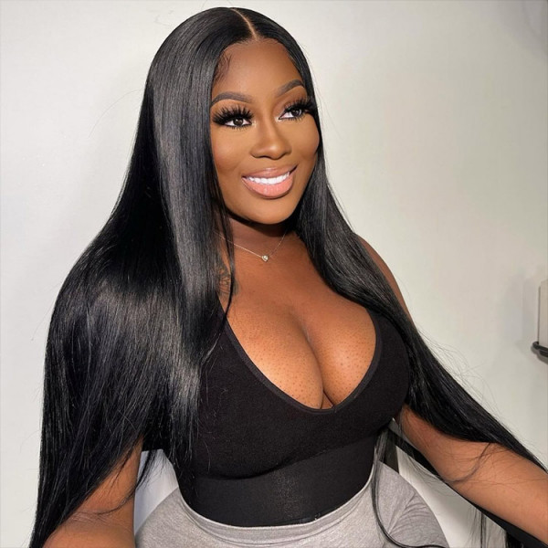 Angie Queen 13x4 Lace Front Wigs Peruvian Straight Human Hair Wigs 180% Density Pre-plucked