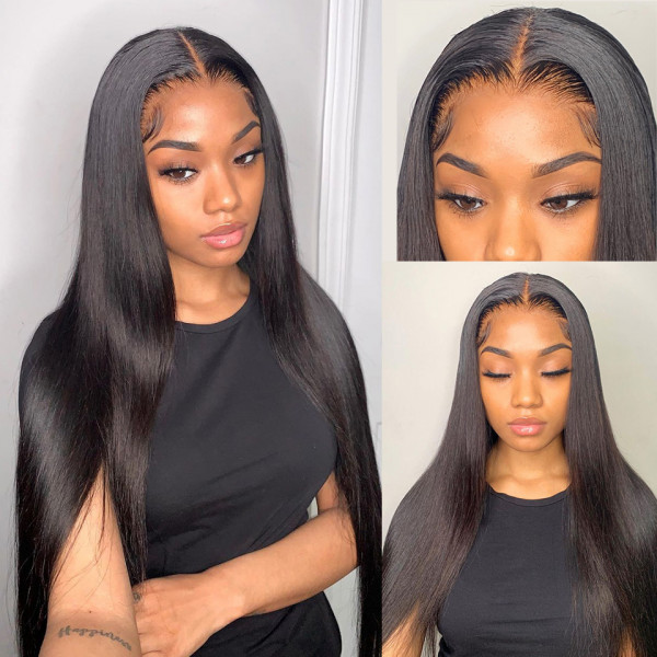 Angie Queen 13x4 Lace Front Wigs Peruvian Straight Human Hair Wigs 180% Density Pre-plucked