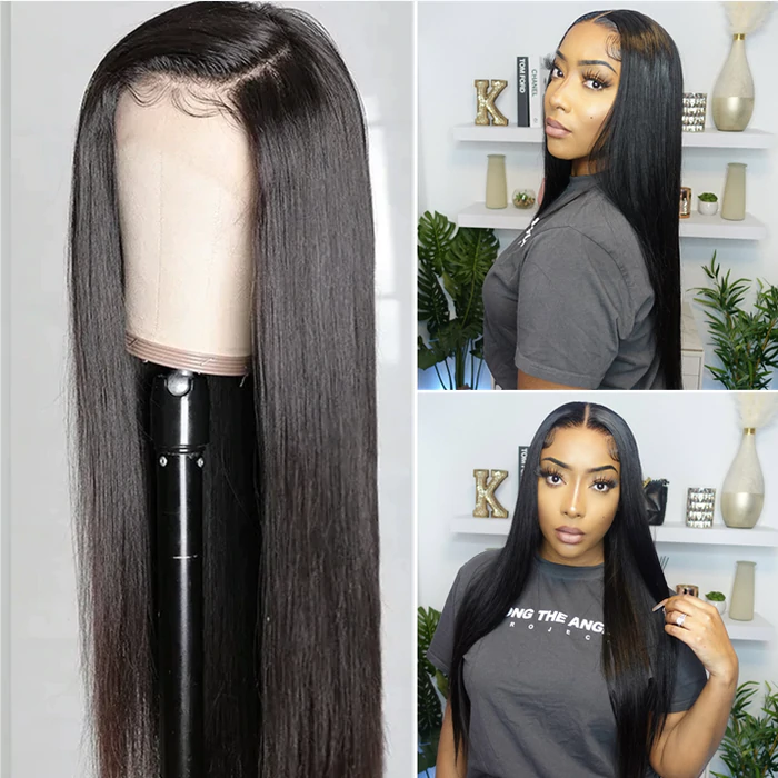 Angie Queen 13x4 Lace Front Wigs Peruvian Straight Human Hair Wigs 180% Density Pre-plucked