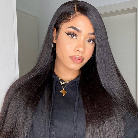 Angie Queen 13x4 Lace Front Wigs Peruvian Straight Human Hair Wigs 180% Density Pre-plucked