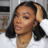Angie Queen Bob Lace Wigs Brazilian Straight Human Hair Wigs Pre-plucked