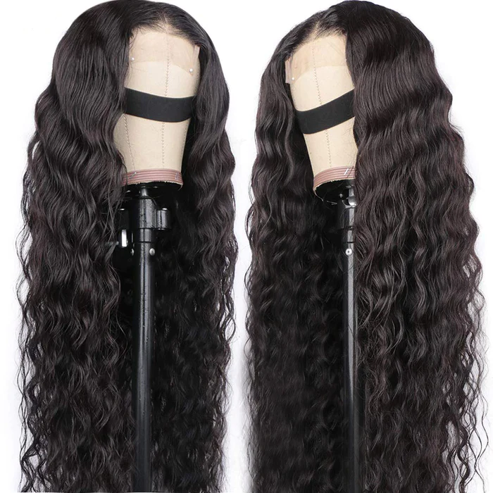 Angie Queen 4*4 Lace Closure Wigs Indian Loose Deep Wave Human Hair Wigs 180% Density Pre-plucked