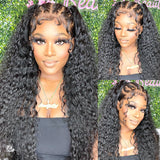 Angie Queen 13x4 Lace Front Wigs Malaysian Curly Human Hair Wigs 180% Density Pre-plucked