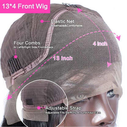 Angie Queen Hair 13x4 Lace Front Wigs Pre Plucked Natural Hairline Straight Human Virgin Hair