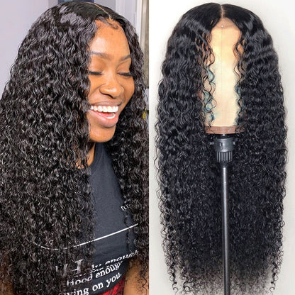 Angie Queen Jerry Curly 4x4 Lace Closure Wigs 150% Density Remy Human Hair Wigs