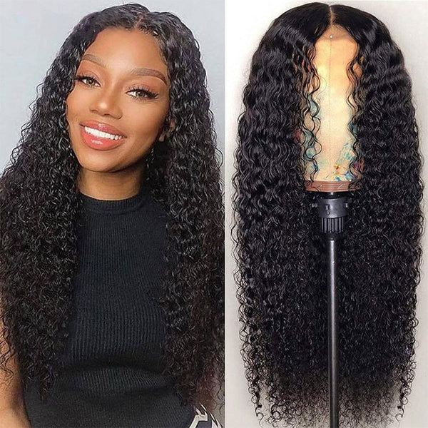 Angie Queen Jerry Curly 4x4 Lace Closure Wigs 150% Density Remy Human Hair Wigs