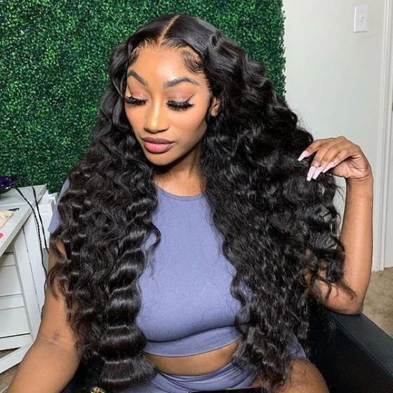Angie Queen 4x4 Lace Closure Human Hair Wigs Loose Deep Remy Indian Hair Wigs Natural Color