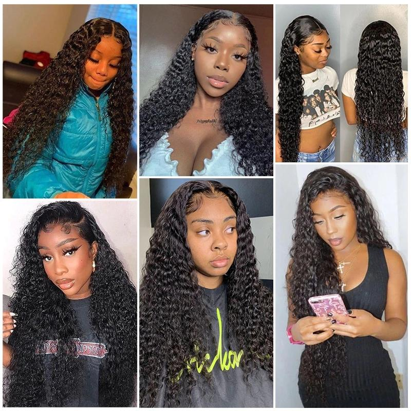 Angie Queen Affordable deep wave 4x4 Lace Closure Human Hair Wigs Pre Plucked
