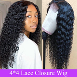 Angie Queen Affordable deep wave 4x4 Lace Closure Human Hair Wigs Pre Plucked