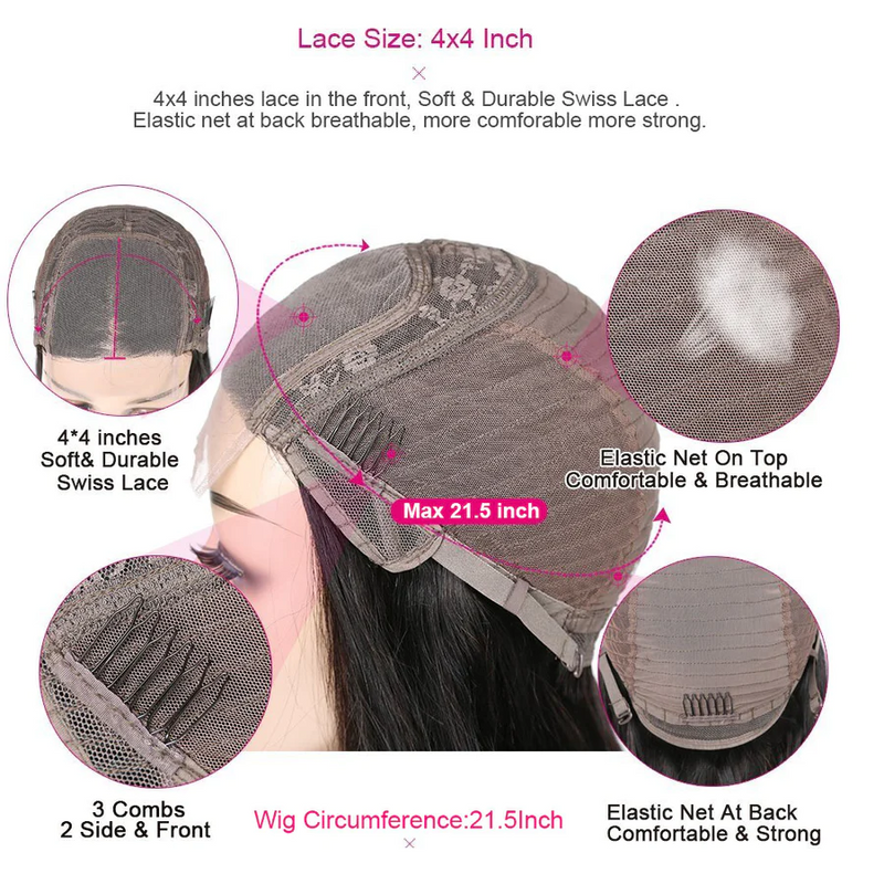 Angie Queen Affordable deep wave 4x4 Lace Closure Human Hair Wigs Pre Plucked