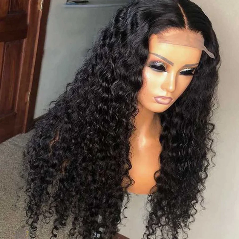 Angie Queen Affordable deep wave 4x4 Lace Closure Human Hair Wigs Pre Plucked