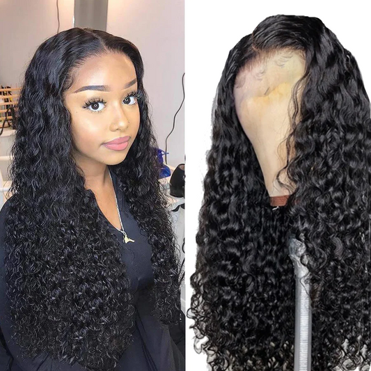 Angie Queen Water Wave 4x4 Lace Closure Glueless Human Hair Wig 180% Density