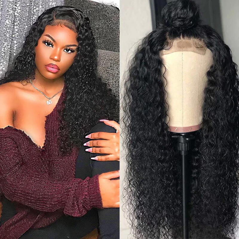 Angie Queen Water Wave 4x4 Lace Closure Glueless Human Hair Wig 180% Density