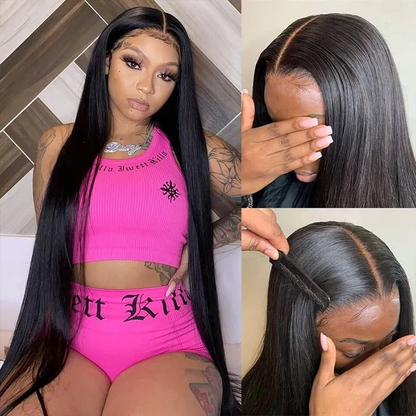 Angie Queen Hair 13x4 Lace Front Wigs Pre Plucked Natural Hairline Straight Human Virgin Hair